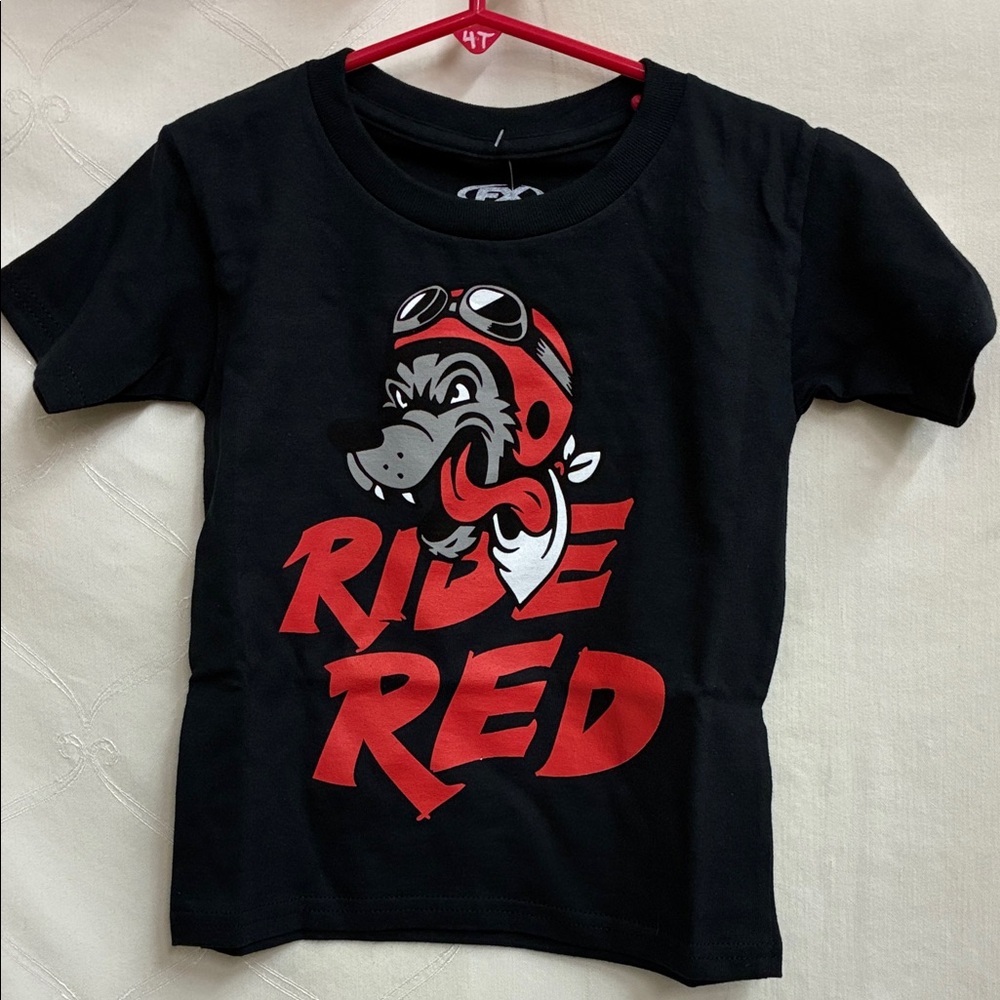 Kids Black Honda Youth 'Ride Red' Big Bad Wolf Graphic T-Shirt MX Dirtbike